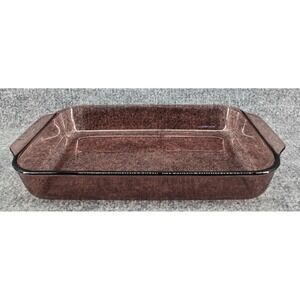 Vintage 90s Pyrex Visions #233-R Cranberry Glass 3 Qt Casserole Dish 13x 9x 2